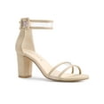 thumbnail image 1 of BLISSFUL STEP Women's Clear Ankle Strap Chunky Heel Sandals, 1 of 7