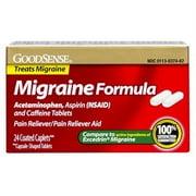 GoodSense Migraine Formula Caplets, Acetaminophen, Asprin (NSAID) and Caffeine Tablets, 24-count