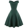 thumbnail image 2 of Defitshape Women's 1950s 60s Dress V Neck Vintage Retro Dresses Prom Rockabilly Dress 20s High Waist Fitted Cocktail Evening Gown Dark Green Large, 2 of 4