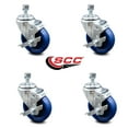 thumbnail image 2 of 4 Inch Solid Polyurethane Swivel 3/8 Inch Threaded Stem Caster Set with Brake, 2 of 2