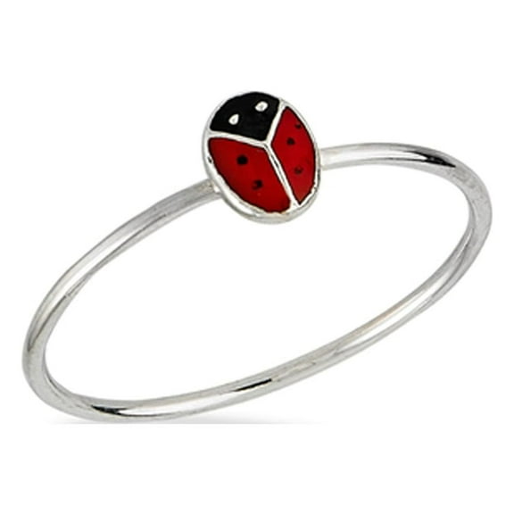 Cute Ladybug Tiny Animal Ring .925 Sterling Silver Band Jewelry Female Male Unisex Size 7