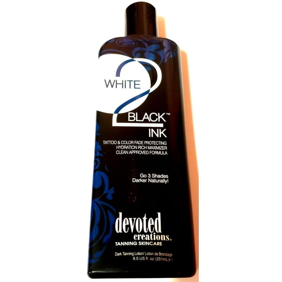 Devoted Creations White 2 Black Ink Tattoo Color Fade Protecting Tanning Lotion