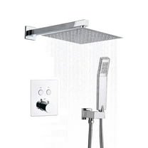 MAX Faucets Thermostatic Shower System Two Functions With Valve Square Design Chrome Finish