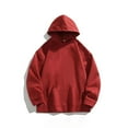 thumbnail image 2 of JTieacloth Zip Up Casual Hoodies Men's Hoodie Winter Warm Suede Pullover Sweatshirt Casual Loose Fit Long Sleeve Solid Color Hooded Top For Daily Wear Red, 2 of 5