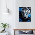 thumbnail image 3 of EastSmooth Leopard Framed Canvas Wall Art Blue Eyes and Blue Roses Wall Decor Captivating Close-up of Leopard's Face Perfect Modern Home Decor for Living Room Home Bedroom Decoration, 3 of 4