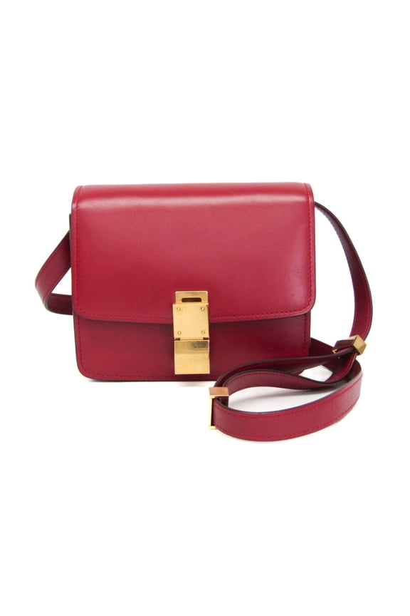Pre-Owned Celine Classic Box Women's Leather Shoulder Bag Red Color