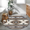 thumbnail image 4 of Brown Boho Round Rug 3.3ft Area Rug Washable Soft Non-Slip 3.3' Circle Low Pile Rugs Southwestern Ethnic Aztec Retro Geometric Carpet for Bedroom Living Room Entryway Home Office Dining Room, 4 of 9