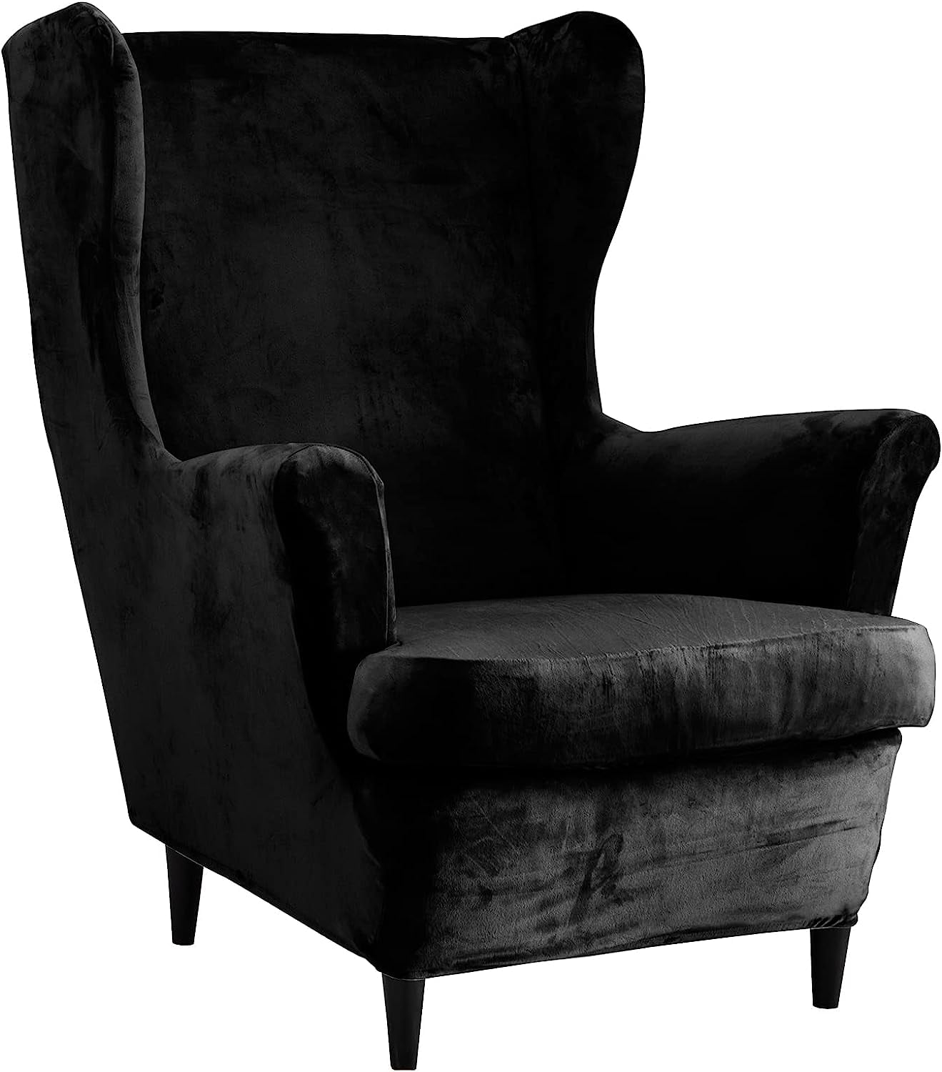 Rosnek Wingback Chair Covers 2 Piece Set, Velvet Wing Chair Slipcover