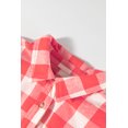 thumbnail image 6 of Women's Pink Oversized Plaid Puff Sleeve Shirt Dress with Round Hem - [ZhiHiMeRi] | (US 12-14)L, 6 of 11