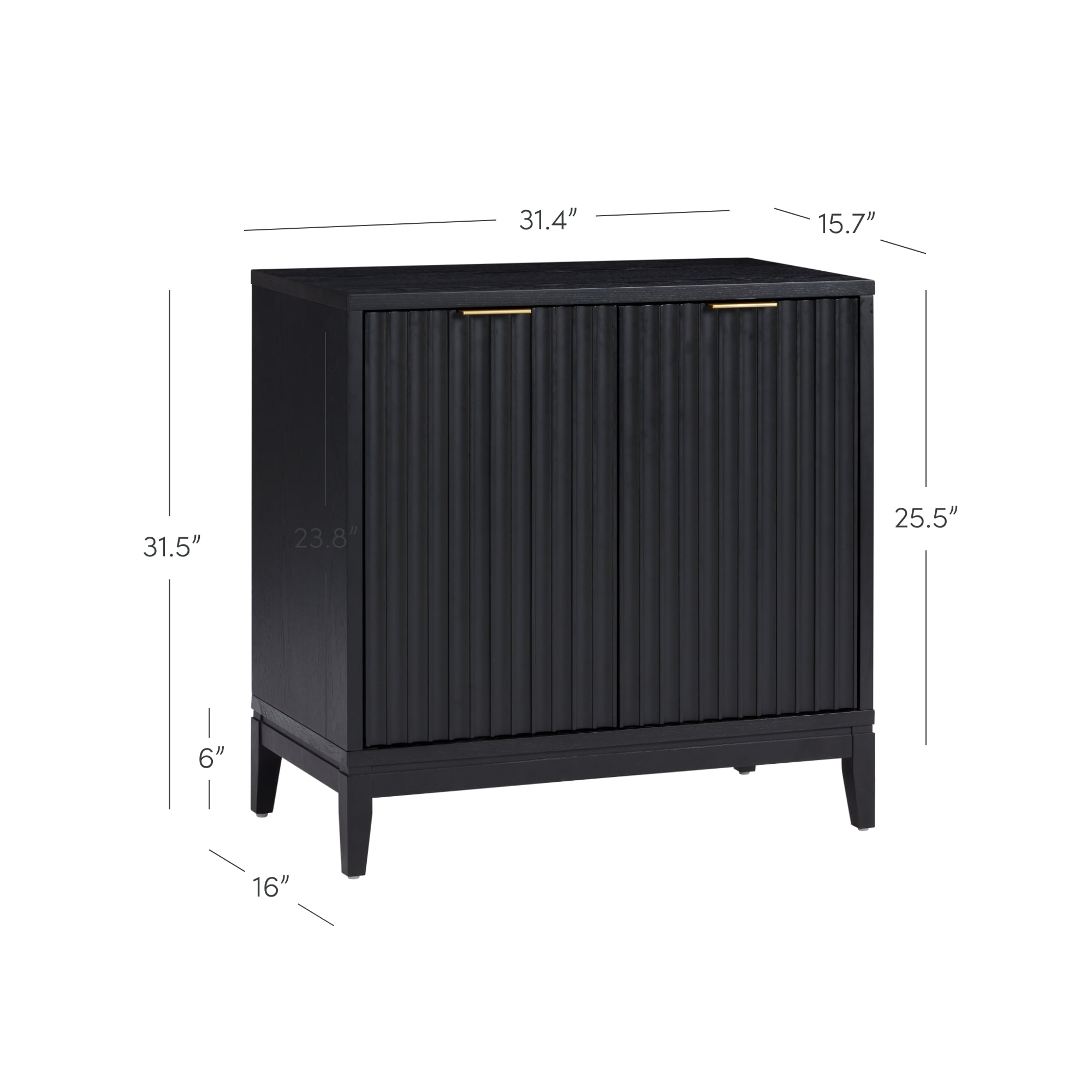 Nathan James 71804 Jasper Modern Sideboard Storage Accent Cabinet with Fluted Doors, Black Oak