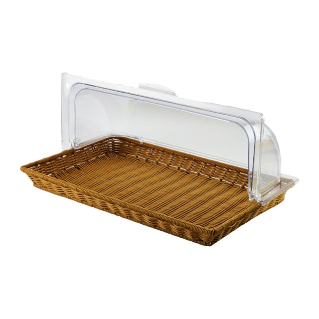 Cesta de pan tejido de ratán imitación, cesta de servicio de alimentos, contenedor de almacenamiento de alimentos multipropósito, cesta de servicio 53CMX33CMX26CM