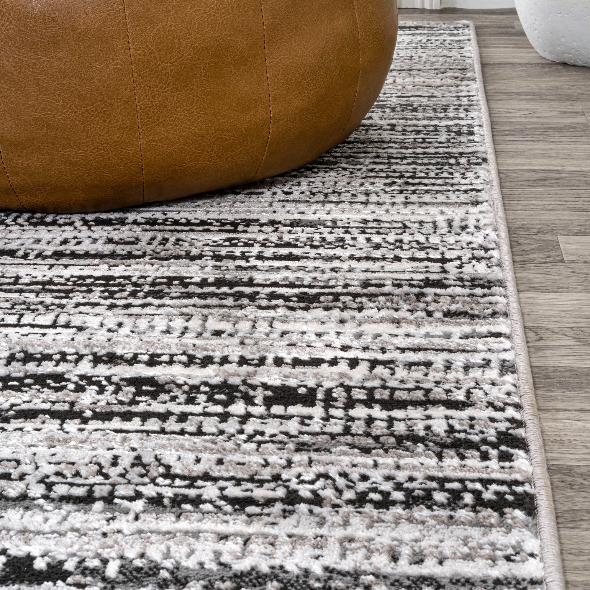 JONATHAN Y SILK ORCHID 8 x 10 Area Rug, Loom Strie - Black/Gray, SOR200C-8