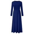thumbnail image 4 of Lisingtool Fall Dresses for Women 2023 Women Long Sleeve Skeleton Soild Cocktail Party Elegant Casual Fashion Evening Party Long Dress Homecoming Dresses Blue, 4 of 5