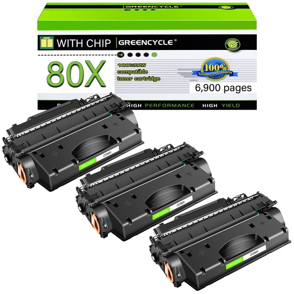 GREENCYCLE 3 Pack Compatible CF280X Black Toner Cartridge Replacement for HP 80X CF280A High Yield Toner Use with Laserjet Pro 400 M401A M401N MFP M425DN M425DW Printer
