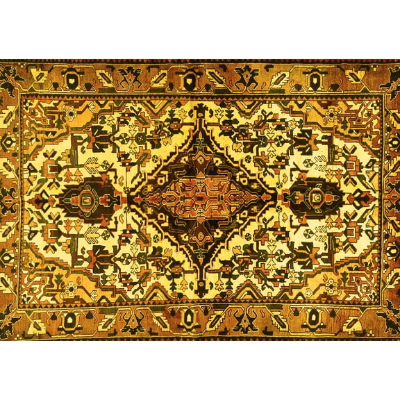 Ahgly Company Indoor Rectangle Persian Yellow Traditional Area Rugs, 3' x 5'