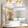 thumbnail image 2 of 40"x30" Aluminum Alloy Wall Mount Rounded Corner Rectangular Mirror,Silver, 2 of 5