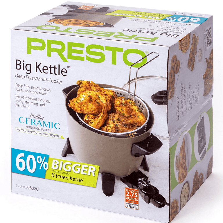 Presto 06026 New Big Kettle Ceramic Deep Fryer & Multi-Cooker - 1 Each