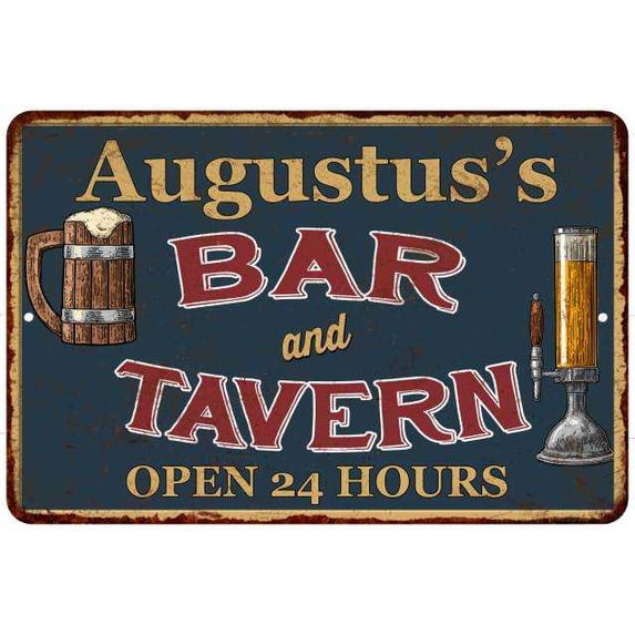 Augustus's Green Bar & Tavern Rustic Sign 8 x 12 High Gloss Metal 208120047961