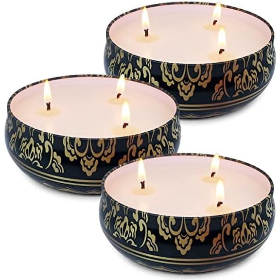 3 Packs Large Citronella Candles Outdoor and Indoor, 13.5oz 3-Wick Soy Wax Green Portable Travel Tin Candle for Home Garden Patio Yard Balcony$$Home Decor, Kitchen, & Other
