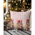 thumbnail image 4 of Christmas Throw Pillow Covers 16x16 Inch Set of 2 Gold Snowflake Decorative Pillow Covers Bowknot Xmas Tree Pink Buffalo Plaid Cushion Cover Pillowcase for Sofa Couch Bed Winter Holiday Xmas Decor, 4 of 8