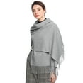 thumbnail image 5 of EASE LEAP Winter Scarfs for Women Wool Pashmina Shawls and Wraps Elegant Cashmere Scarves Large Stylish Warm Blanket 78"x27"( Grey ), 5 of 7