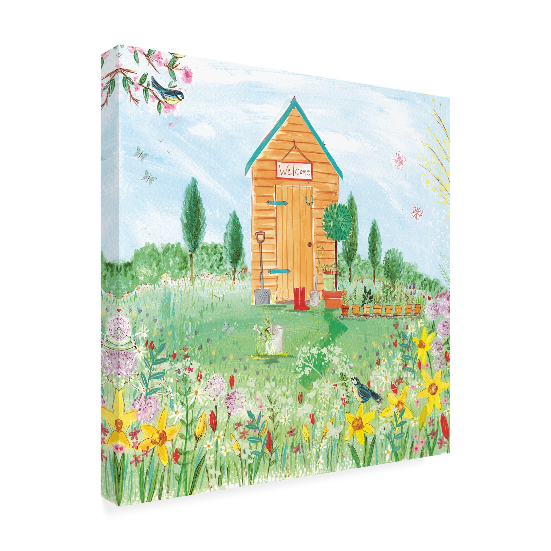 Canvas Wall Art - Paper Dove Co Ltd 'Summer Garden' Wall Art for Living Room, Bedroom, or Office Décor by Trademark Fine Art - 24 x 24 Inches