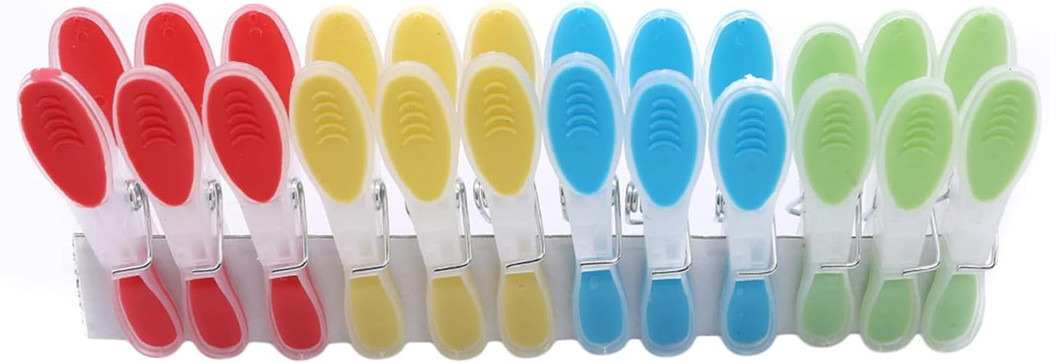 12 pieces of colorful plastic clothes clips, heavy-duty laundry clothes ...