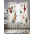 thumbnail image 2 of Yellow Green Diamond Sheer Curtains 84 Inch Length 2 Panels Set Window Treatments, Modern Geometric Middle Century Beige Rod Pocket Semi Curtains for Living Room/Bedroom/Kitchen Décor, 104"W x 84"L, 2 of 7
