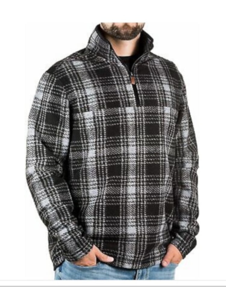 4 Zip Wooly Fleece Pullover, Black 