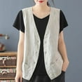 thumbnail image 3 of Dpytoraw Women's Linen Vest Casual Sleeveless Cardigans Jacket Loose And Thin Casual Vest Top, 3 of 5
