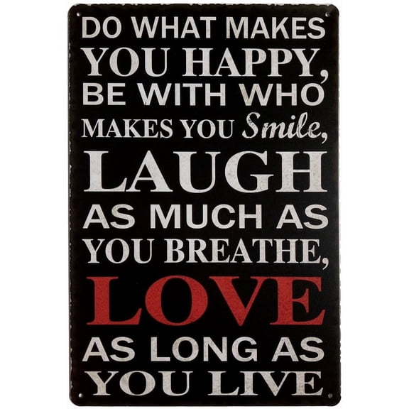 8x12 Inch Love Laugh Live Vintage Funny Tin Sign, Retro Metal Wall Decor for Home Bar Pub
