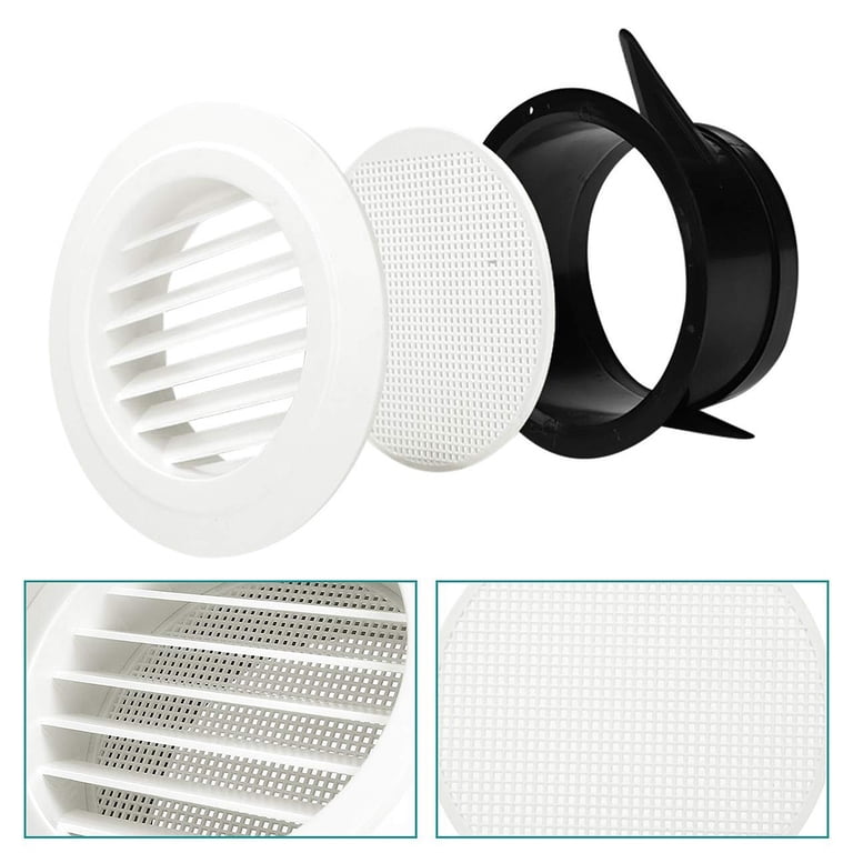 Grille D'aération Ronde ABS 8 Pouces - Blanc, Avec Louver, SODIAL