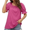 thumbnail image 4 of Babysbule Women Summer Tops Shirts Womens Casual Solid Color Square Neck Short Sleeve Tops Blouses, 4 of 8