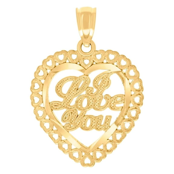 14k Yellow Gold Womens I Love You Heart Charm Pendant Necklace 22.6x16.3mm Wide Pendant for Women