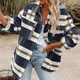 thumbnail image 2 of Lovskoo Women's Hooded Flannel Shirts Trench Coats Plaid Shacket Button Up Long Sleeve Collared Long Jacket Coats Navy 2XL, 2 of 6