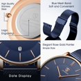 thumbnail image 5 of Men Watches Fashion Minimalist Quartz Watch for Men Analog Waterproof Watches with Stainless Steel Mesh Band Gift for Man, 5 of 7