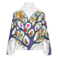 thumbnail image 6 of Jackets for Women Winter Coat Jackets Flannel Stand Collar Jacket(Colorful Heart Tree Flowers,Size:S-4XL), 6 of 7
