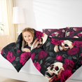 thumbnail image 3 of Homewish Hipple Skull Twin Comforter Sets,Gothic Romantic Rose Bedding Set,Happy Halloween Duvet,Black Reversible,2 Pieces,1 Comforter and 1 Pillowcase, 3 of 7