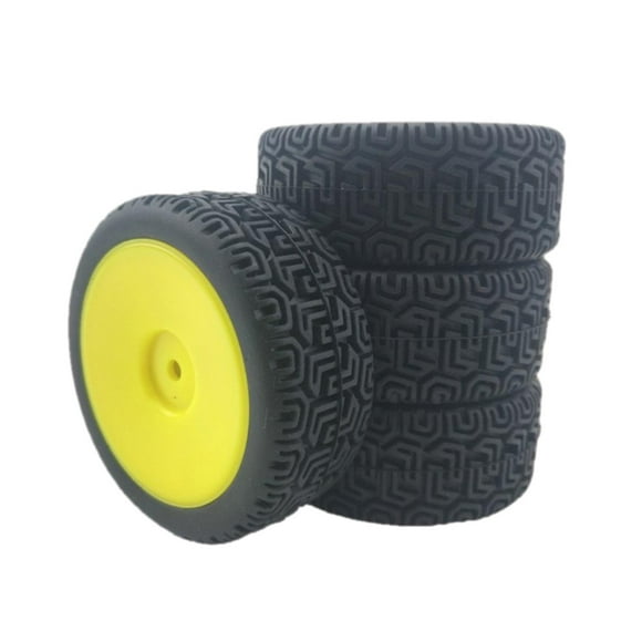 Neumáticos de goma para coches RC a escala 1/10 (para coches de carretera y buggies RC a escala 1:18, 1:16 y 1:10). Amarillo