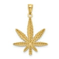 thumbnail image 3 of 14k Yellow Gold Leaf Solid Casted Textured Back Polished Finish Charm Pendant, 3 of 4