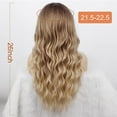 thumbnail image 3 of DOPI Blonde Wig With Bangs Long Wavy Curly Ombre Wig with Dark Root Synthetic Heat Resistant Wigs for Women Daily Party Use, 3 of 8