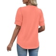 thumbnail image 4 of Womens Tops Short Sleeve Shirts Buttons V Neck Spring Fashion Summer Outfits Plus Size Dressy Casual Blouses Orange L, 4 of 5