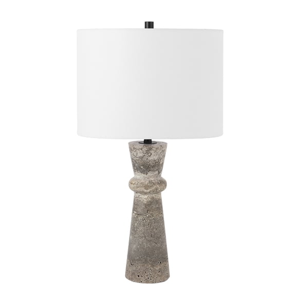 SAFAVIEH Colette 25" Modern Travertine Grey Table Lamp with White Shade