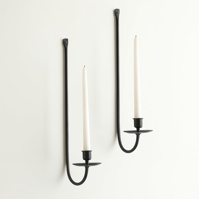 Candelabro de pared Remenna de metal, juego de 2 unidades, color negro