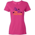 thumbnail image 3 of Inktastic My First Halloween, Witch Hat, Bats - Purple Black Women's T-Shirt, 3 of 5