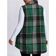 thumbnail image 2 of Cuteduck Womens Plus Size Sleeveless Plaid Vest Wool Blazer Jackets Cardigan Outerwear Fall Winter Tops 1X-4X, 2 of 9