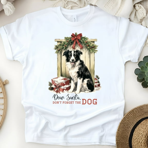 Border Collie Dog Graphic T-Shirt | Cute Puppy Tee for Men Women Kids, White, Size S