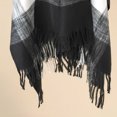 thumbnail image 5 of Xfvqtps Women Cape Tassels Plaid Printing Classical Wool Thickened Warm Loose Windproof Coldproof Warm Winter Cardigan Shawl Wraps Black, 5 of 6