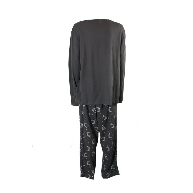 Hue Plus Size Grey Printed Thermal Pajama Set 1X Walmart