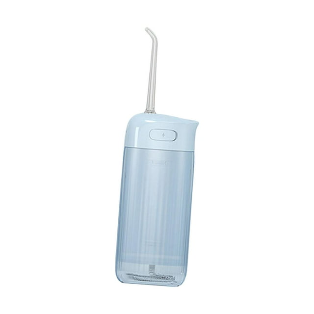 Limpiador dental dental con 5 boquillas y hilo dental para viajes en casa. Azul